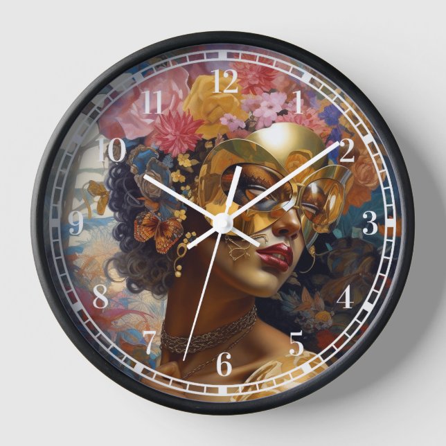 Reloj Lady Viendo Máscara Negro Fantasía Arte (Anverso)