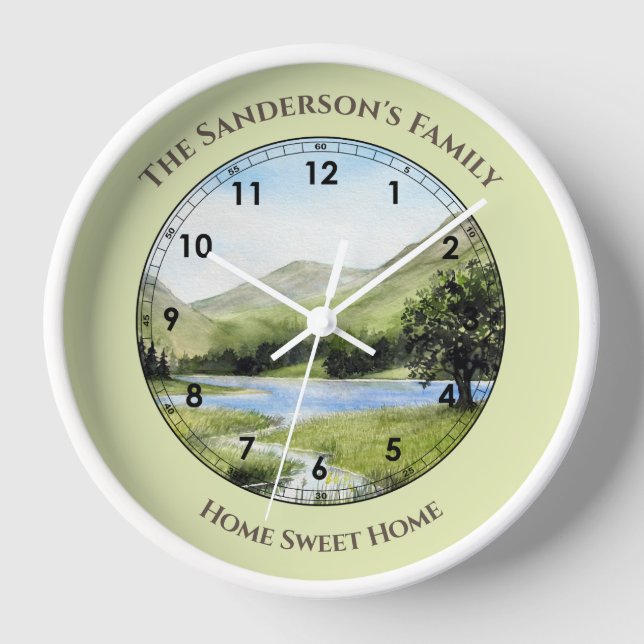 Reloj Lago Buttermere Cumbria Inglaterra Watercolor (Anverso)