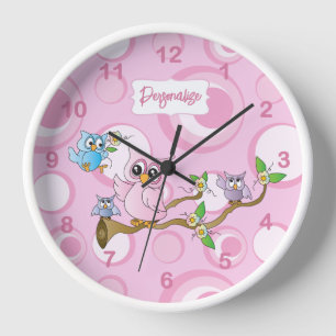 Reloj Lechuza Bebé Rosa