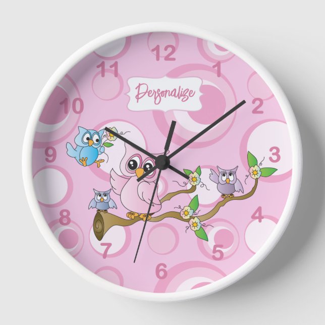 Reloj Lechuza Bebé Rosa (Anverso)