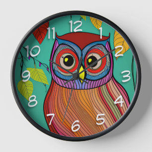 Reloj Lechuza de arte folclórico y colorido