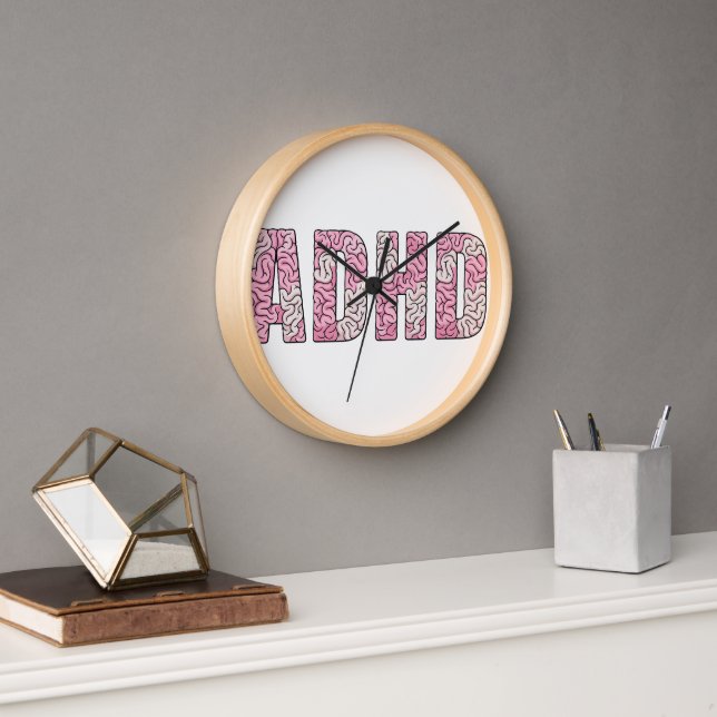 Reloj Letras del cerebro TDAH - Arte textual de anatomía (Oficina)