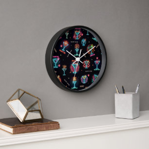 Reloj Letrero de neón Cócteles Martini Atómicos de la Er