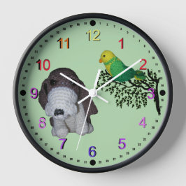 Reloj - Libra basset y ave