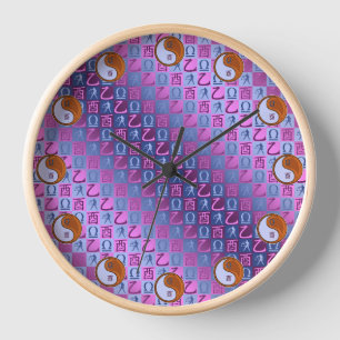 Reloj Libra y Gallo de Madera