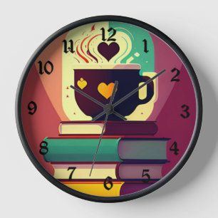 Reloj Libros Y Café