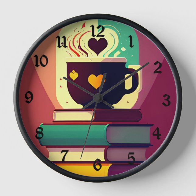 Reloj Libros Y Café (Anverso)
