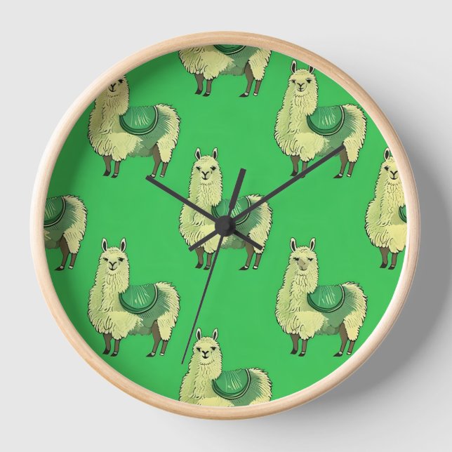 Reloj Lime Green Llama Clock (Anverso)