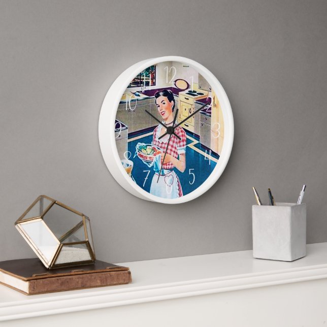 Reloj linda cocinera retro vintage (Oficina)