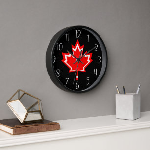 Reloj linda hoja de arce canadiense