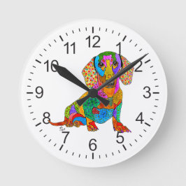 Reloj lindo y colorido del Dachshund