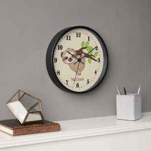 Reloj lindos amantes de la pereza animal añadir nombre R