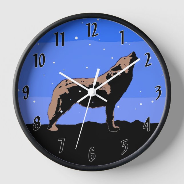 Reloj Lobo Aullador en Invierno - Arte Original de Fauna (Anverso)