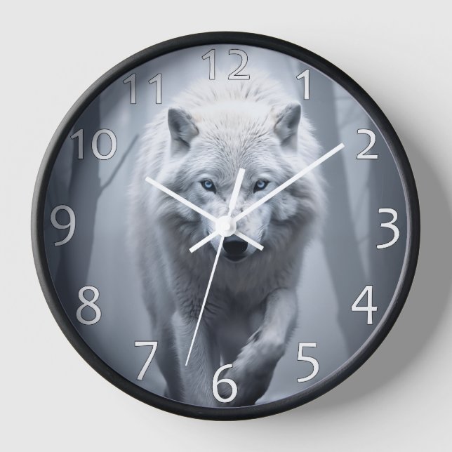 Reloj Lobo blanco en bosque de niebla (Anverso)