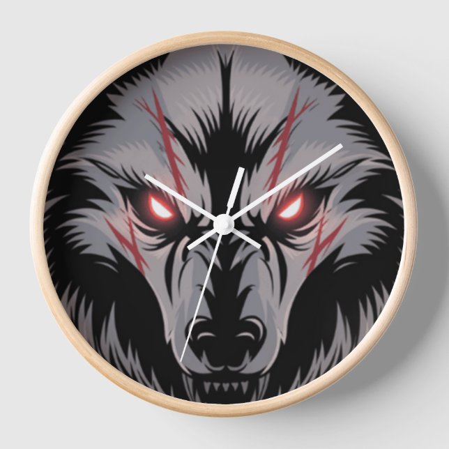 Reloj Lobo con ojos rojos brillantes (Anverso)