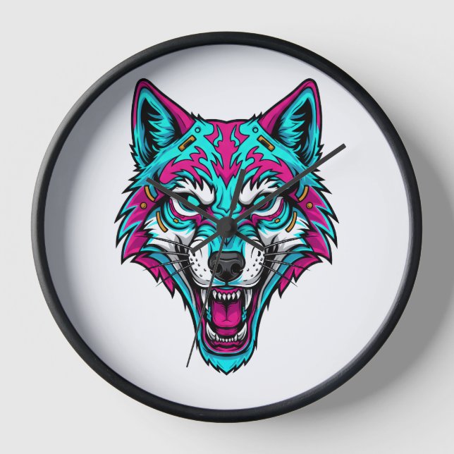 Reloj Lobo Neo Punk Cibernético - Animal Robótico Synthw (Anverso)