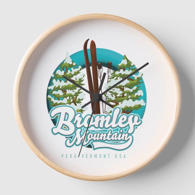 Reloj Logo de Bromley Mountain Peru Vermont US Ski (Anverso)