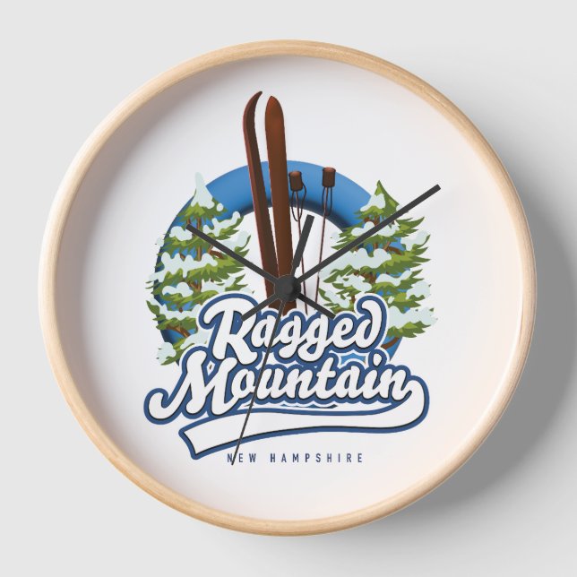 Reloj Logo de esquí de Ragged Mountain New Hampshire (Anverso)