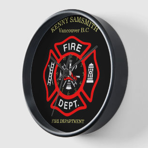 Reloj Logo del Departamento de Incendios Negro y Rojo