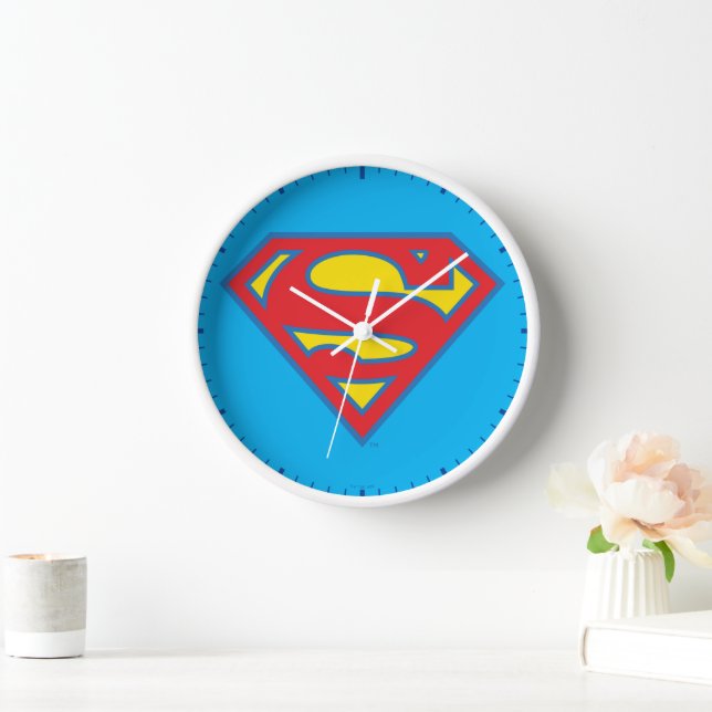 Reloj Logo superchica clásica con contorno azul (Hogar)