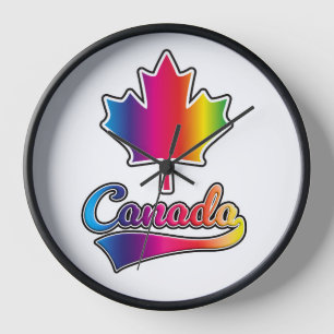 Reloj logotipo de arcoíris del orgullo de Canadá