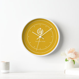 Reloj Logotipo de blanco amarillo personalizado
