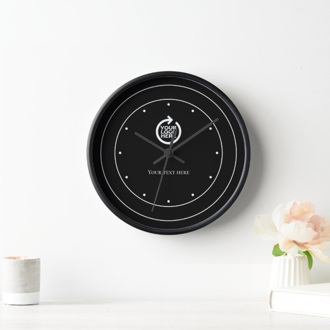 Reloj Logotipo de blanco negro personalizado (Hogar)