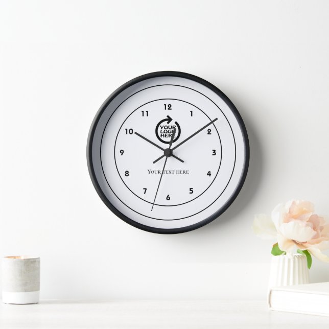Reloj Logotipo de blanco negro personalizado (Hogar)