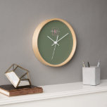 Reloj Logotipo de marca minimalista Sage Monograma rosa<br><div class="desc">Logotipo de marca minimalista Sage Monograma rosa verde</div>