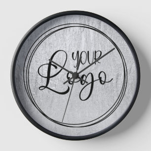 Reloj Logotipo de textura glamour plateado
