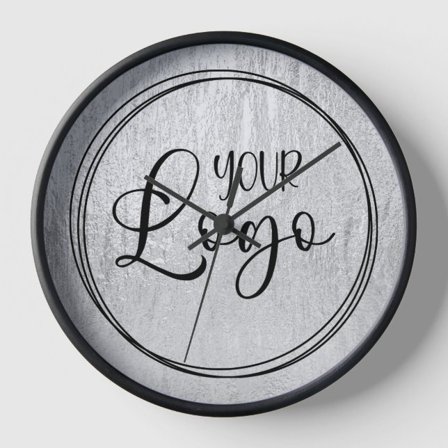 Reloj Logotipo de textura glamour plateado (Anverso)