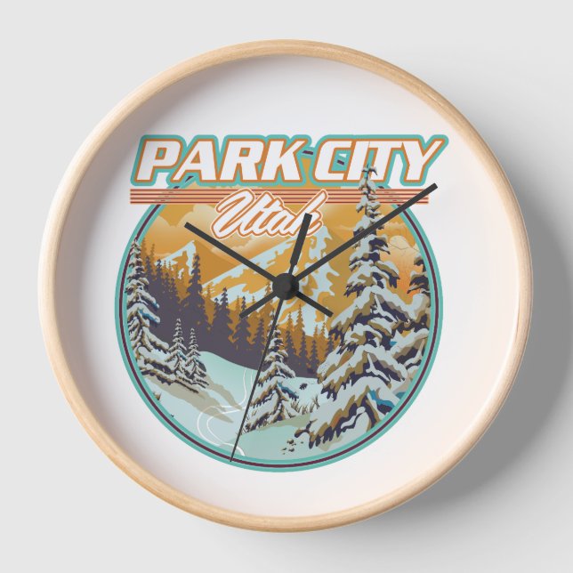 Reloj Logotipo de viajes de Park City Utah (Anverso)