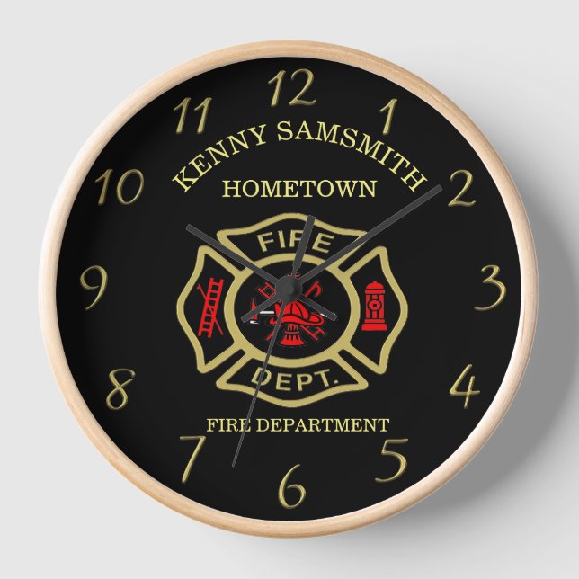 Reloj Logotipo del Departamento de Bomberos Insignia de  (Anverso)