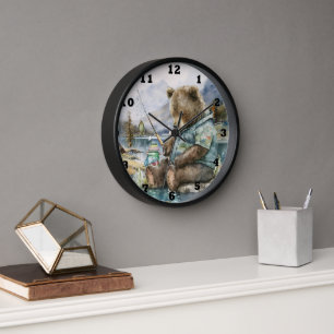 Reloj los amantes de la pesca fresca con acuarela Clock
