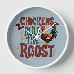 Reloj Los pollos gobiernan el Ilustracion agrícola más r