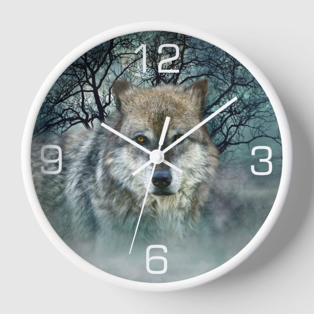 Reloj Luna llena de lobo en niebla (Anverso)
