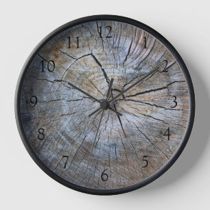 Reloj Madera rústica con anillos de árbol deteriorada ma