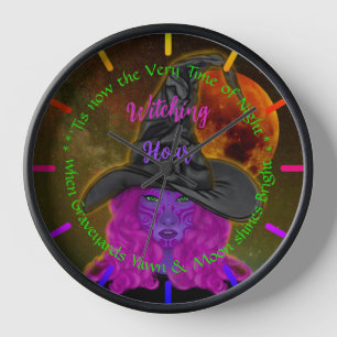 Reloj Magia Morada de Medianoche Embrujadora Bruja