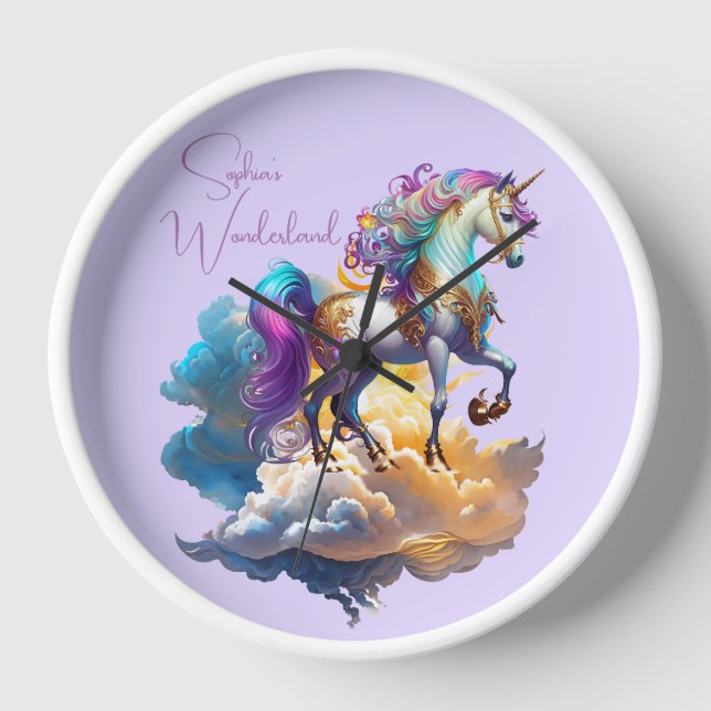 Reloj Magical Unicornio Fantasy nubes romance cumpleaños (Anverso)