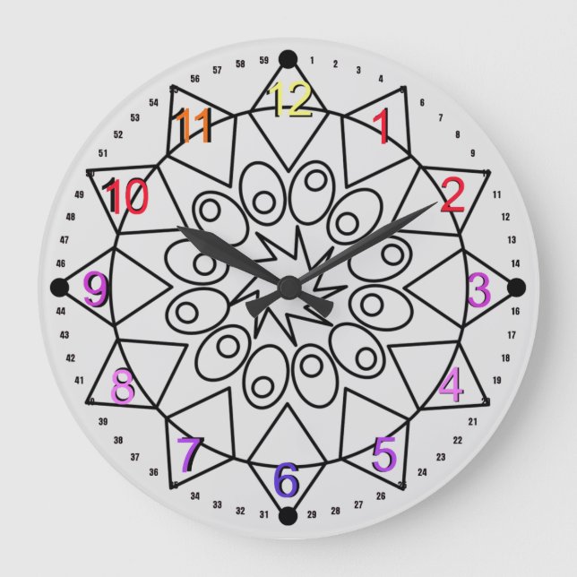Reloj - Mandala delgada con números de color (Anverso)