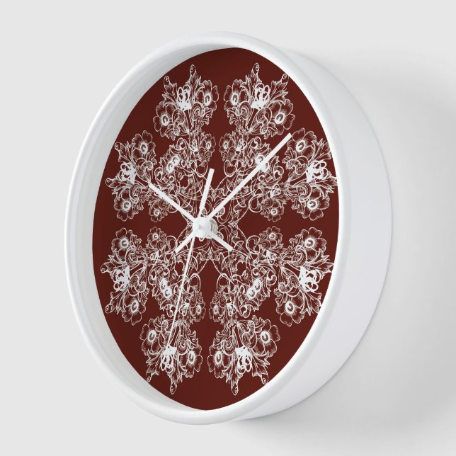 Reloj Mandala floral étnica. Corona floral (Ángulo)