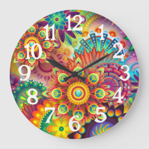 Reloj Mandalas con colores arcoiris
