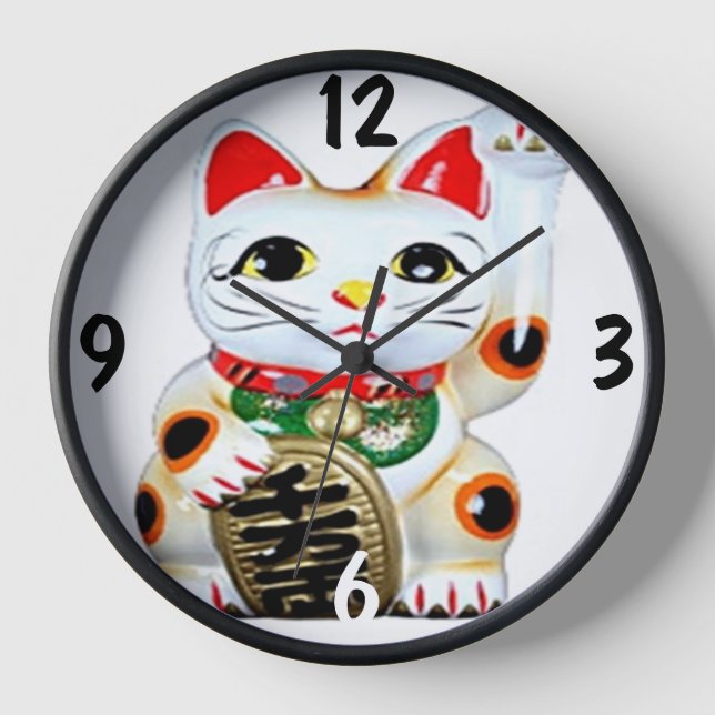 Reloj Maneki Neko Chino gato de buena suerte (Anverso)