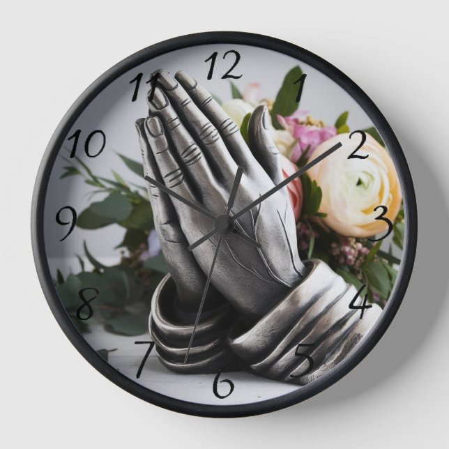Reloj Manos de oración metalizado con Peony Florals (Anverso)