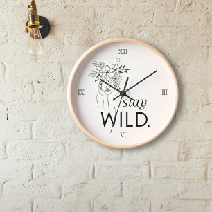 Reloj Mantente salvaje muralla floral de números romanos