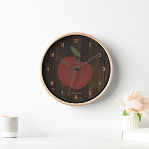 Reloj Manzana de madera roja