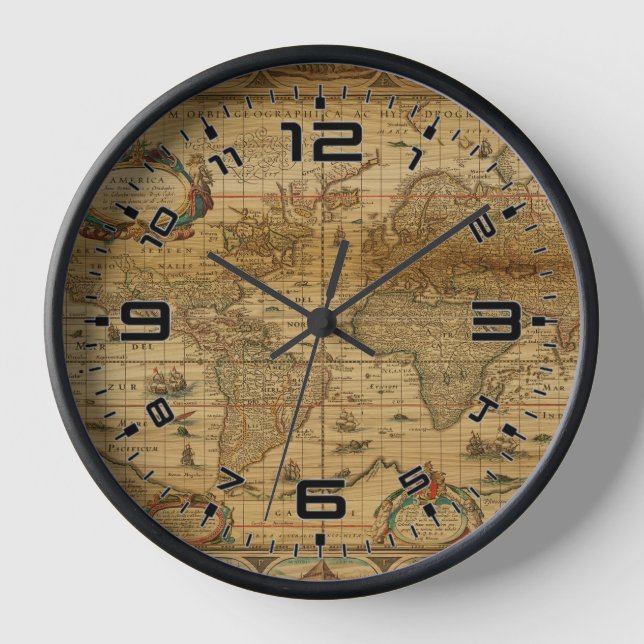 Reloj Mapa de Comercio de Navegación Antiguo (Anverso)
