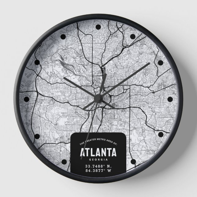 Reloj Mapa de la ciudad de Atlanta (Anverso)