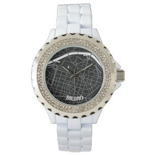 Reloj mapa minimalista de Bilbao - Negro-blanco