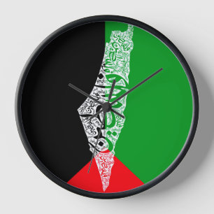 Reloj Mapa y bandera de Palestina libre ف ن س ط
